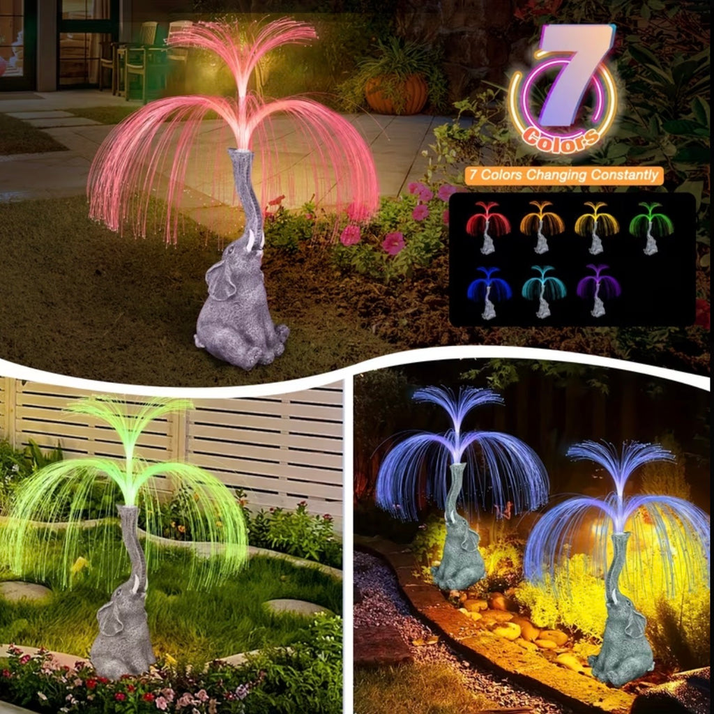 1 Solar Powered Creative Elephant Statue Fountain Light - Perfect for Garden, Lawn, Balcony, Porch, And Pond Decoration, A Unique Gift for Outdoor Lighting