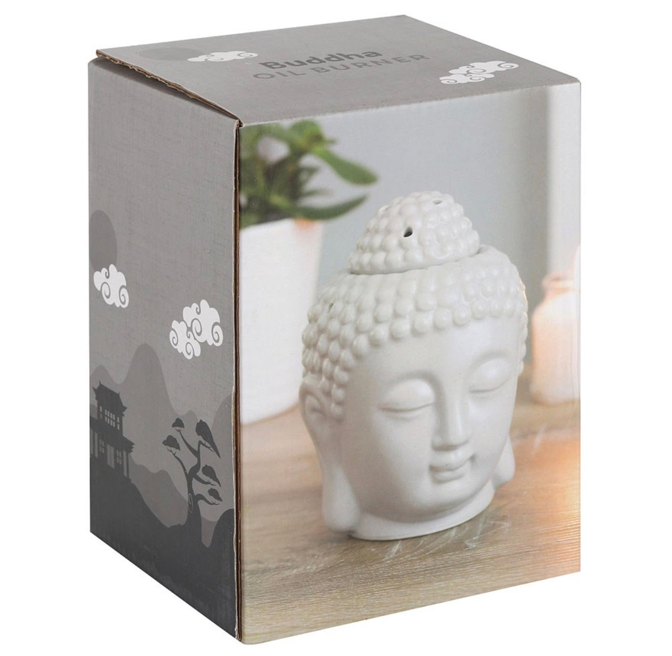 SMALL GREY BUDDHA HEAD OIL BURNER