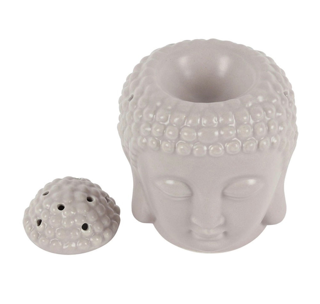 SMALL GREY BUDDHA HEAD OIL BURNER