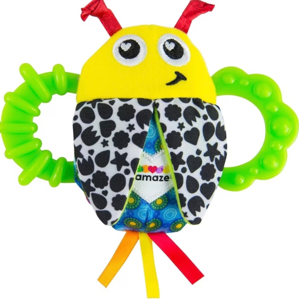 Baby Rattle Toy High Contrast Flip Flop Bug – Sensory Development Toy for Newborns, Soft Plush Teething & Crinkle Toy
