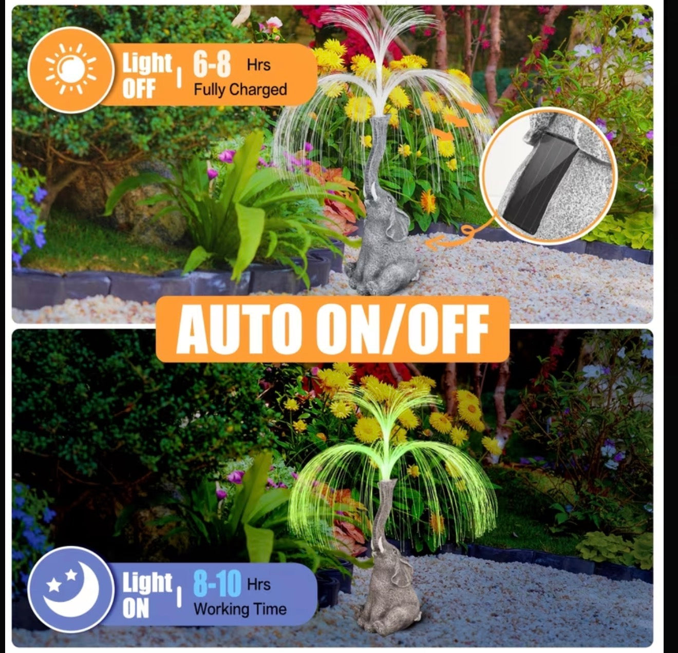 1 Solar Powered Creative Elephant Statue Fountain Light - Perfect for Garden, Lawn, Balcony, Porch, And Pond Decoration, A Unique Gift for Outdoor Lighting