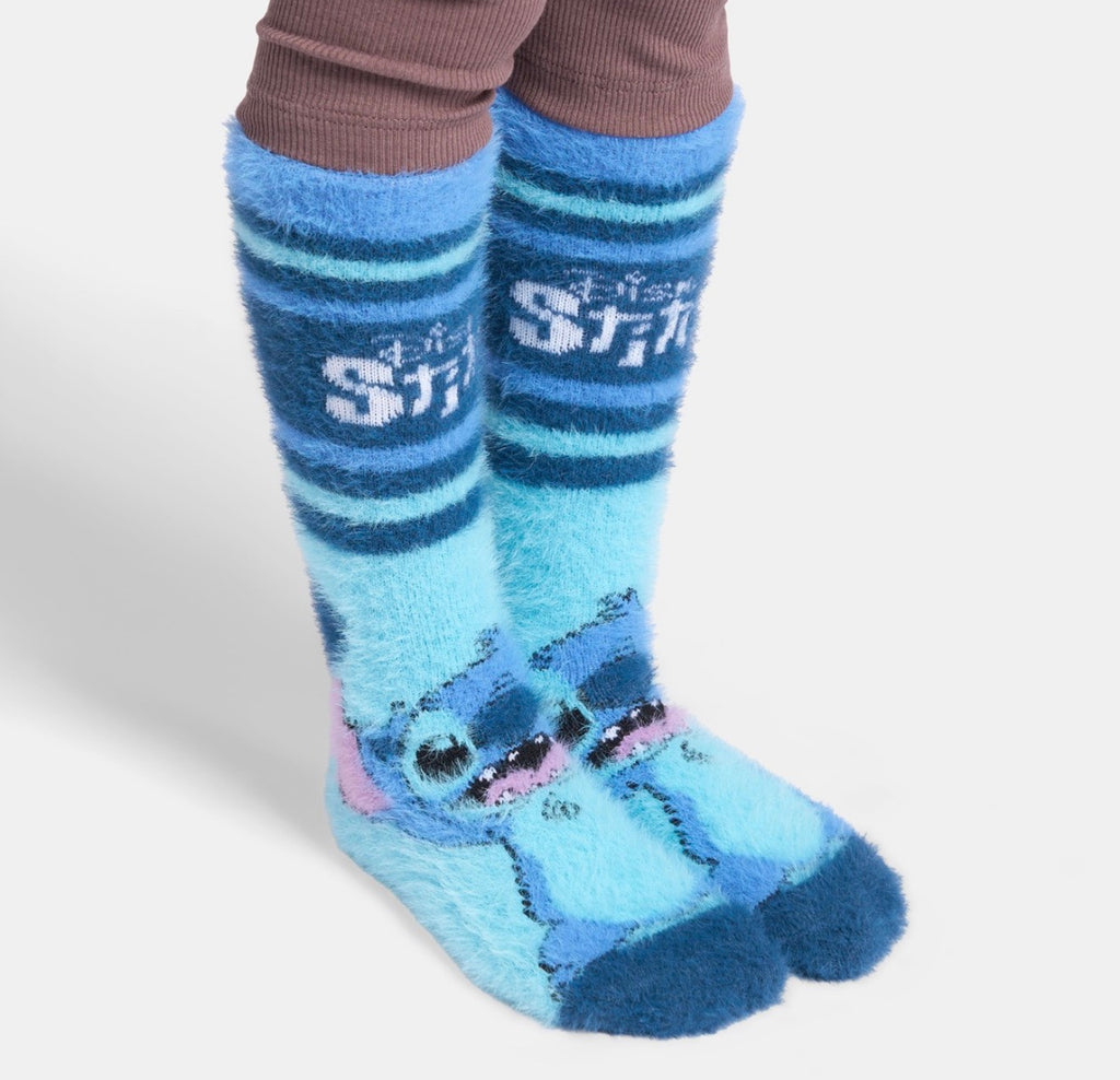 Stitch Fluffy Socks, Blue - 3 Pack