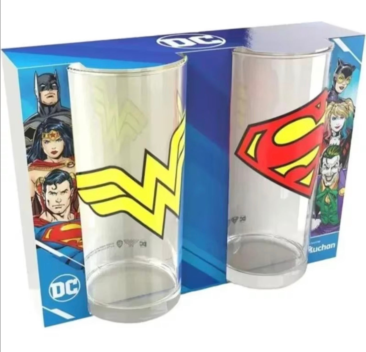 DC Comics Superman & Wonder Woman Glass Tumbler Set