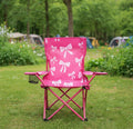 PRE-ORDER Kids Bow Print Foldable Camping Chair - Hot Pink