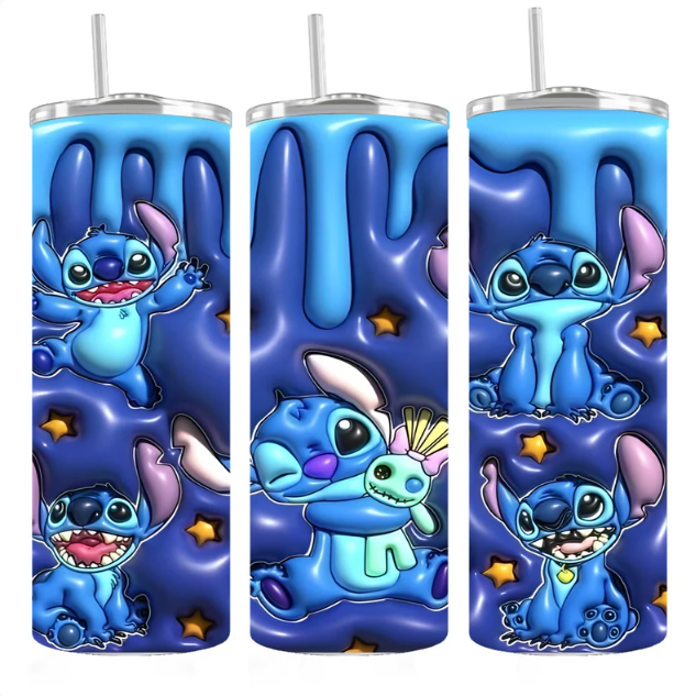 PERSONALISED Stitch Insulated 20oz Thermal Skinny Tumbler Stainless Steel Supplied with Straw
