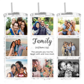 Personalised Photo Family Insulated 20oz Thermal Skinny Tumbler Stainless Steel Supplied with Straw