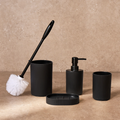 4-Piece Ribbed Bathroom Accessories Set - Black