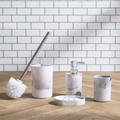 4-Piece Marble Ribbed Bathroom Accessories Set - Grey/White