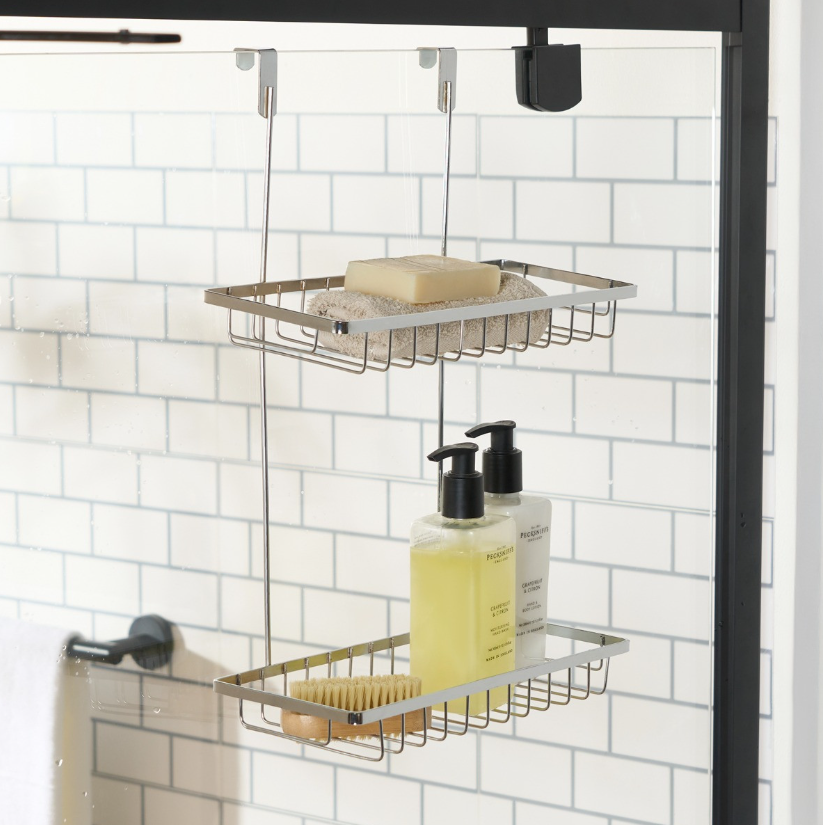 Over The Door Double Shower Caddy - Silver