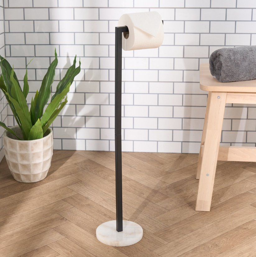 Toilet Roll Stand - Black/White Marble