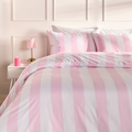 Stripe Print Duvet Set - Pink/White