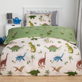 Dino Reversible Duvet Cover Set - Cream/Green