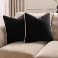 (2 PACK) Matte Velvet Piped Edge Cushion Covers - Monochrome