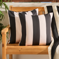 (2 PACK)  Indoor/Outdoor Stripe Print Cushion Covers - Monochrome