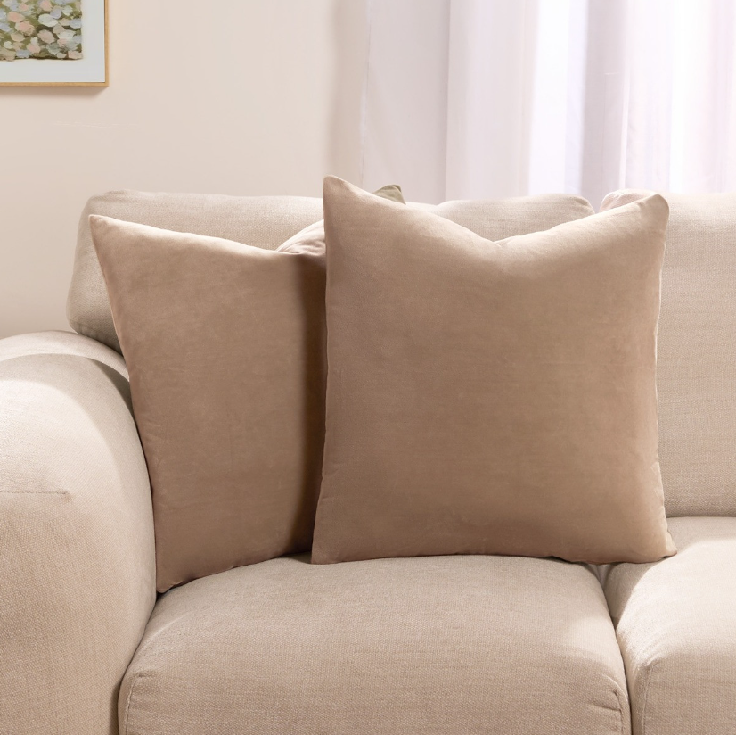 (2 PACK) Matte Velvet Cushion Covers - Natural