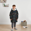 Gaming Print Hoodie Blanket, Kids - Black