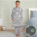 Kids Glow In The Dark Football Hoodie Blanket - Grey