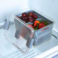 Fridge Container With Removable Basket, Medium - Grey/Clear