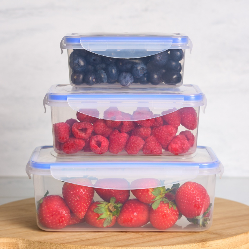 Rectangle Plastic Storage Set, 3 Piece - Clear