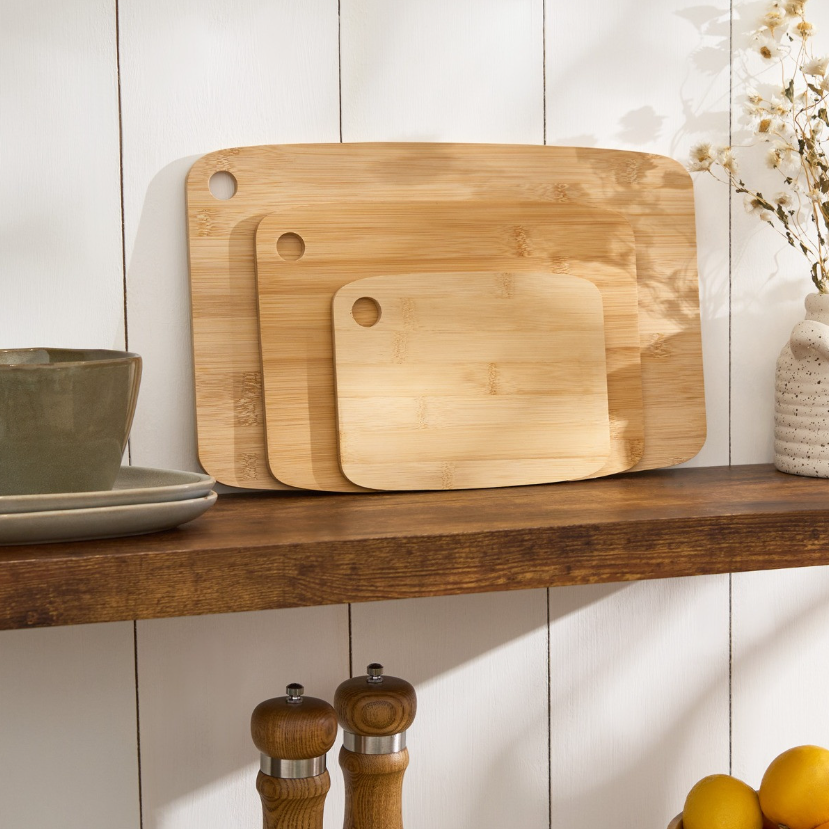 Wooden Chopping Boards, Natural - 3 Pack