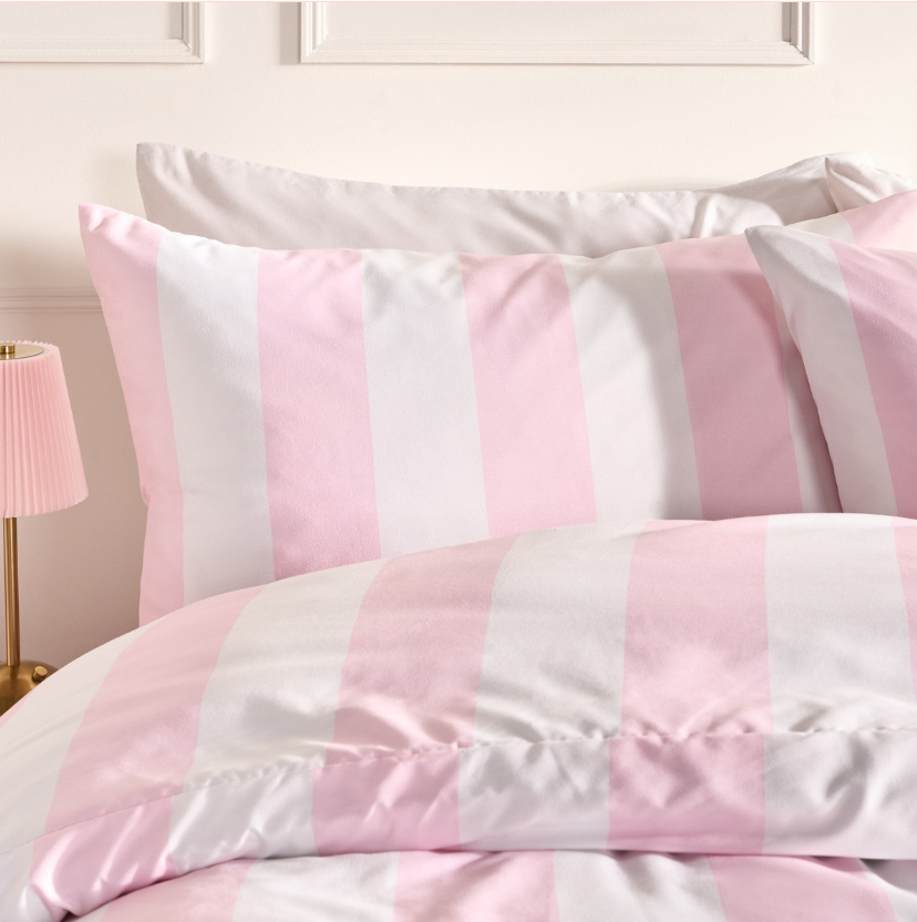 Stripe Print Duvet Set - Pink/White