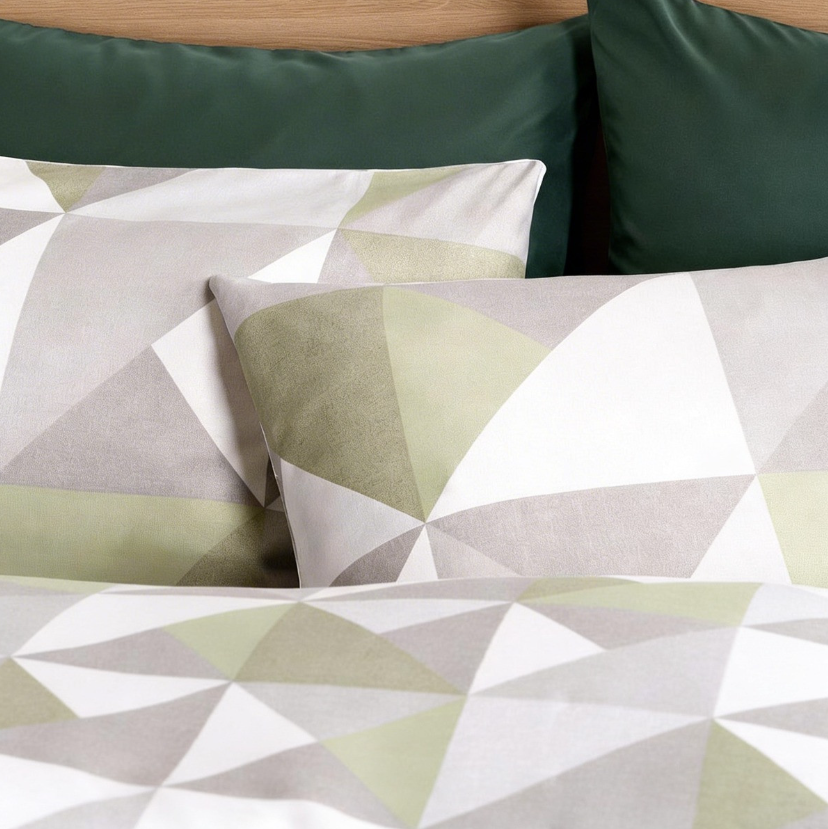 Geometric Print Duvet Set - Sage