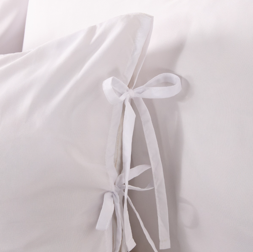 Bow Tie Plain Dye Duvet Set - White