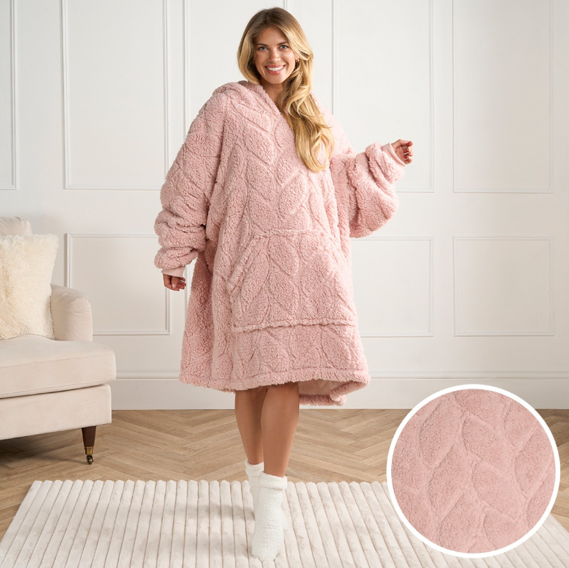Adults Braided Fleece Hoodie Blanket
