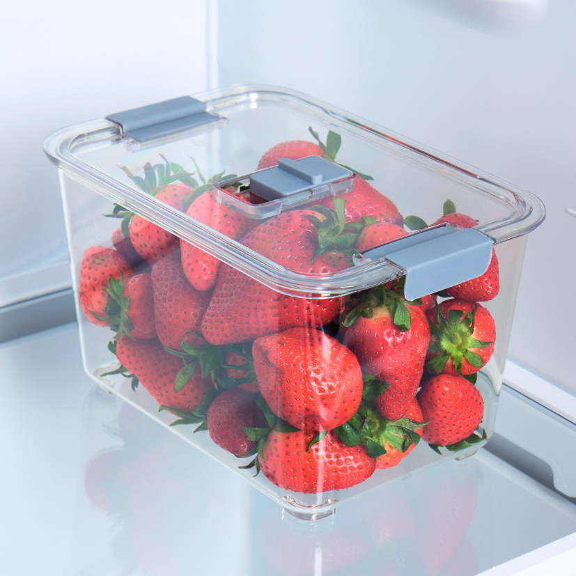 Fridge Container With Removable Basket, Medium - Grey/Clear