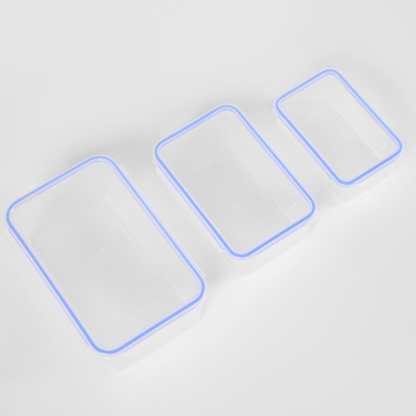 Rectangle Plastic Storage Set, 3 Piece - Clear
